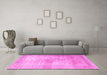 Machine Washable Persian Pink Traditional Rug in a Living Room, wshtr3841pnk