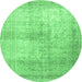 Round Persian Emerald Green Traditional Rug, tr3841emgrn