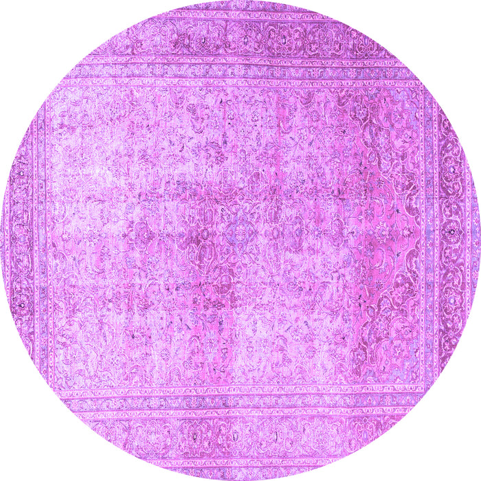 Round Persian Purple Traditional Rug, tr3841pur