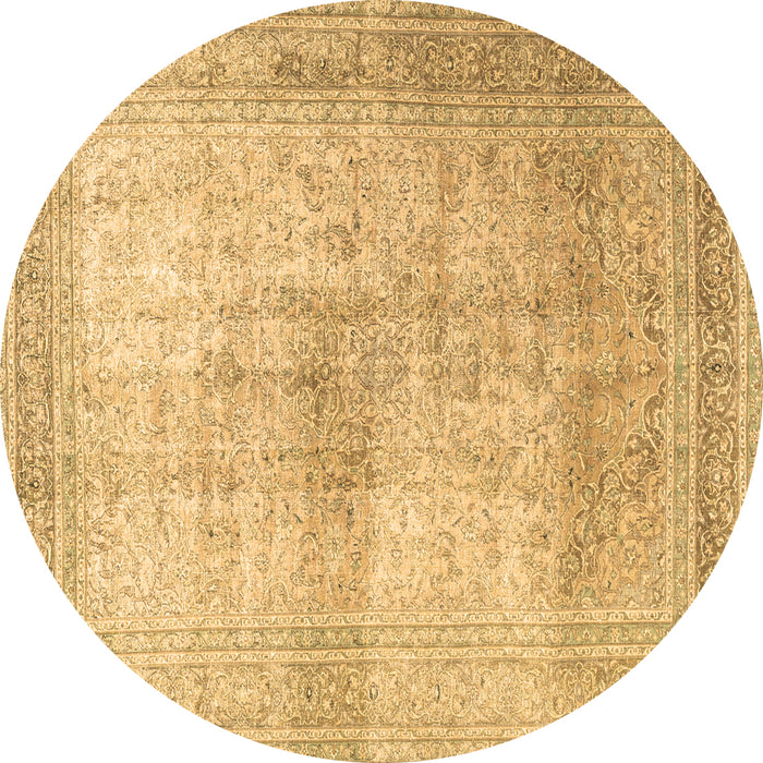 Round Persian Brown Traditional Rug, tr3841brn