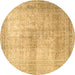 Round Persian Brown Traditional Rug, tr3841brn