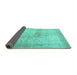 Sideview of Persian Turquoise Traditional Rug, tr3841turq