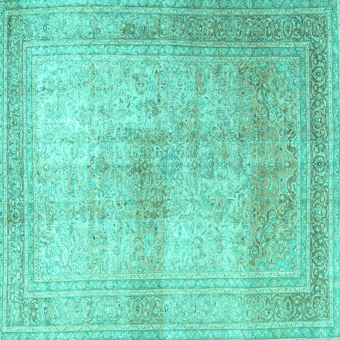 Square Machine Washable Persian Turquoise Traditional Area Rugs, wshtr3841turq
