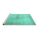 Sideview of Machine Washable Persian Turquoise Traditional Area Rugs, wshtr3841turq