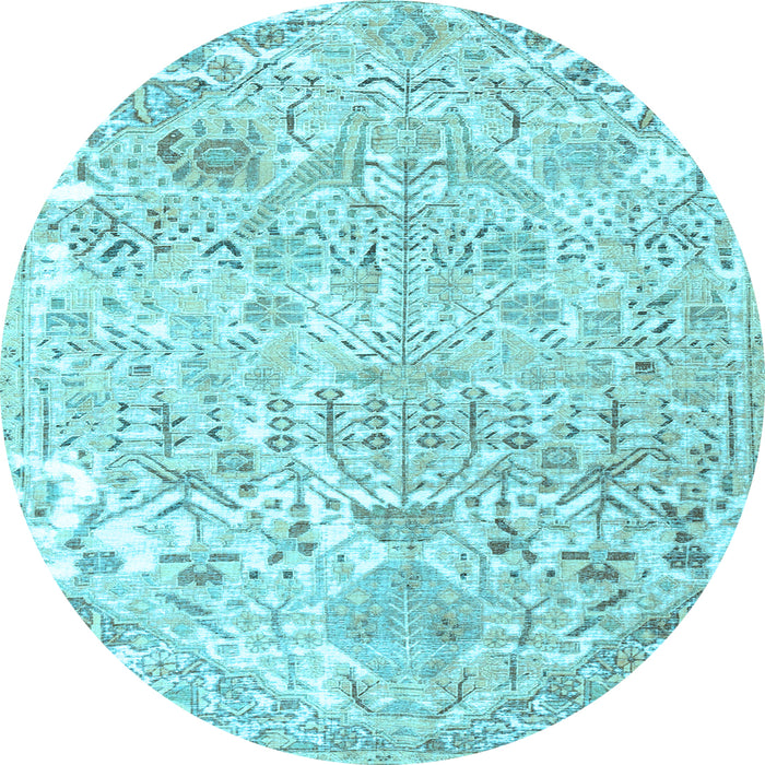Round Machine Washable Persian Light Blue Traditional Rug, wshtr3842lblu