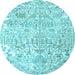 Round Machine Washable Persian Light Blue Traditional Rug, wshtr3842lblu