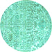 Round Persian Turquoise Traditional Rug, tr3842turq