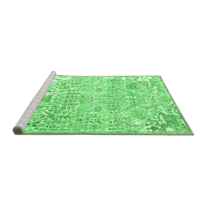Sideview of Machine Washable Persian Emerald Green Traditional Area Rugs, wshtr3842emgrn