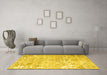 Machine Washable Persian Yellow Traditional Rug in a Living Room, wshtr3842yw