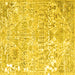Square Machine Washable Persian Yellow Traditional Rug, wshtr3842yw
