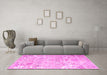 Machine Washable Persian Pink Traditional Rug in a Living Room, wshtr3842pnk