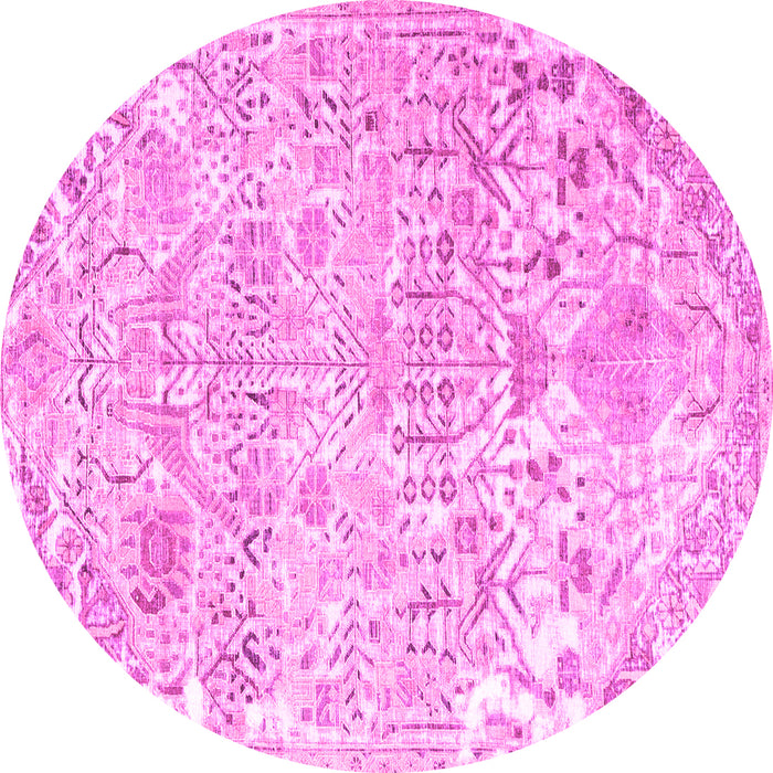 Round Persian Pink Traditional Rug, tr3842pnk