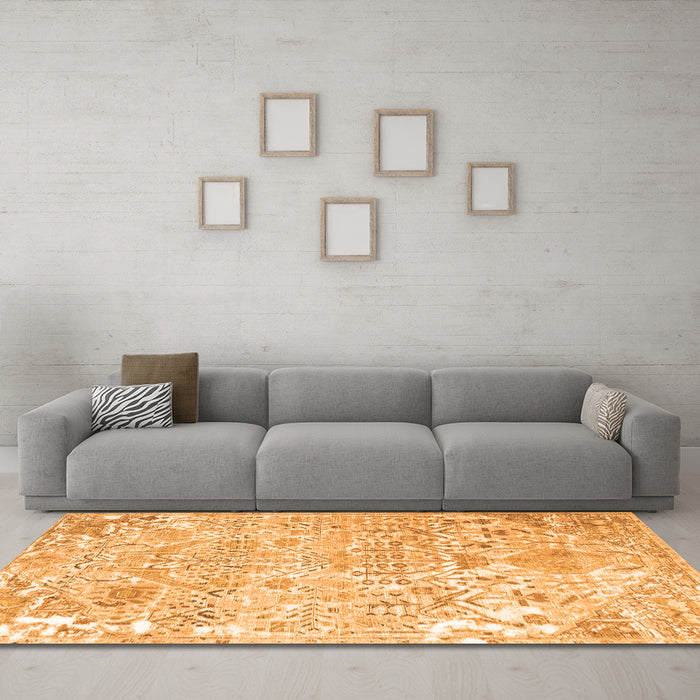 Machine Washable Persian Orange Traditional Area Rugs in a Living Room, wshtr3842org