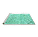 Sideview of Machine Washable Persian Turquoise Traditional Area Rugs, wshtr3842turq