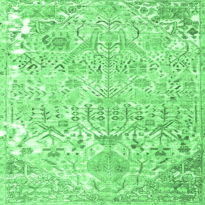 Square Persian Emerald Green Traditional Rug, tr3842emgrn
