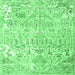 Square Machine Washable Persian Emerald Green Traditional Area Rugs, wshtr3842emgrn