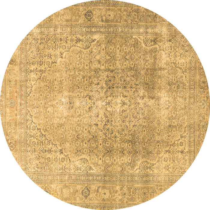 Round Persian Brown Traditional Rug, tr3843brn