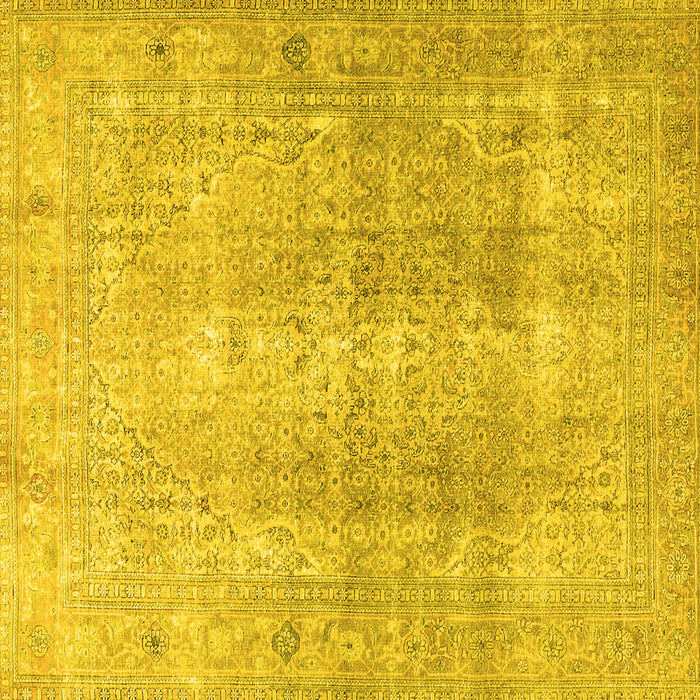 Square Persian Yellow Traditional Rug, tr3843yw