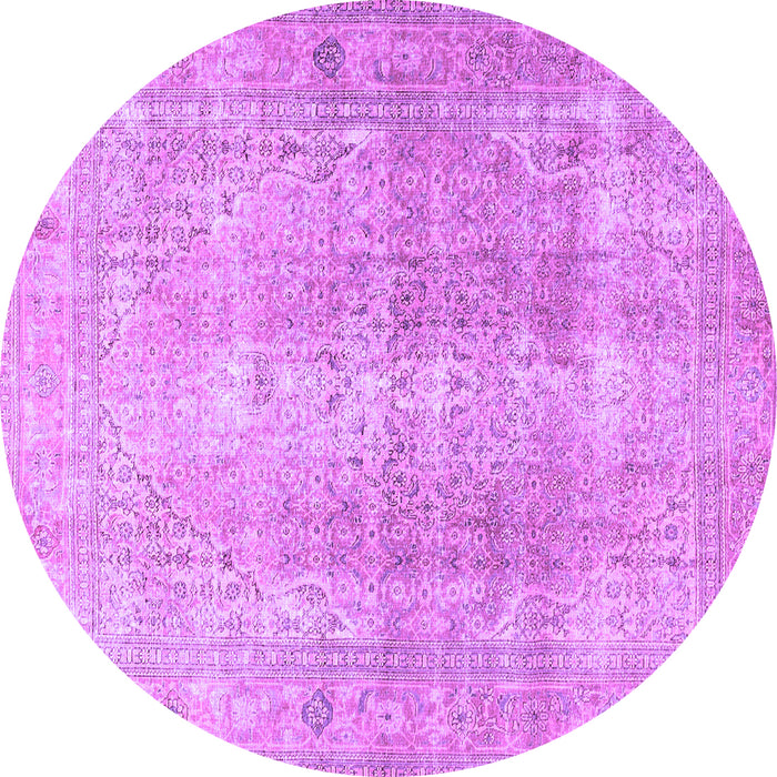 Round Persian Purple Traditional Rug, tr3843pur