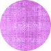 Round Persian Purple Traditional Rug, tr3843pur