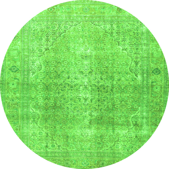 Square Persian Green Traditional Rug, tr3843grn