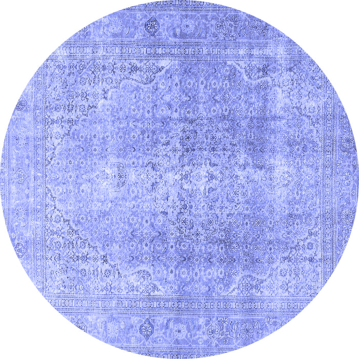 Round Persian Blue Traditional Rug, tr3843blu