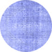 Round Persian Blue Traditional Rug, tr3843blu