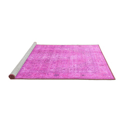 Sideview of Machine Washable Persian Pink Traditional Rug, wshtr3843pnk