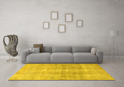 Machine Washable Persian Yellow Traditional Rug in a Living Room, wshtr3843yw