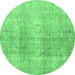 Round Persian Emerald Green Traditional Rug, tr3843emgrn