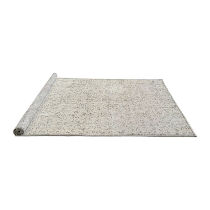 Sideview of Machine Washable Traditional Pale Silver Gray Rug, wshtr3844