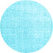 Round Persian Light Blue Traditional Rug, tr3844lblu