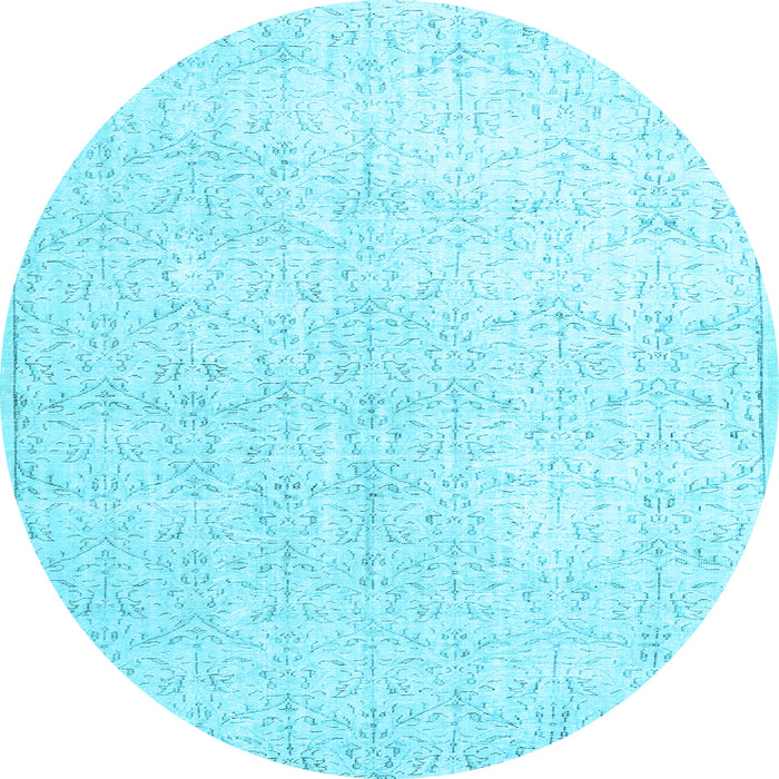 Round Machine Washable Persian Light Blue Traditional Rug, wshtr3844lblu
