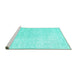 Sideview of Machine Washable Persian Turquoise Traditional Area Rugs, wshtr3844turq