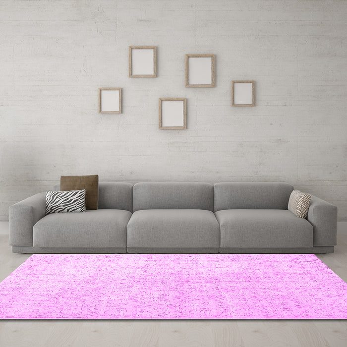 Machine Washable Persian Pink Traditional Rug in a Living Room, wshtr3844pnk