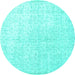 Round Machine Washable Persian Turquoise Traditional Area Rugs, wshtr3844turq