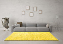 Machine Washable Persian Yellow Traditional Rug in a Living Room, wshtr3844yw