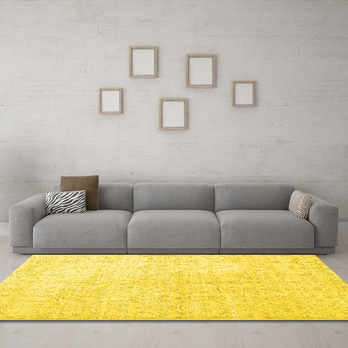 Machine Washable Persian Yellow Traditional Rug in a Living Room, wshtr3844yw