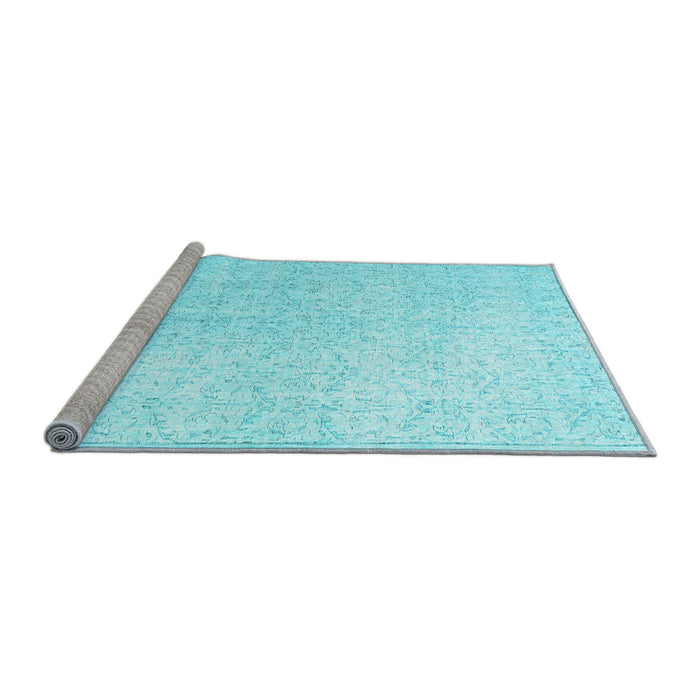 Sideview of Machine Washable Persian Light Blue Traditional Rug, wshtr3844lblu