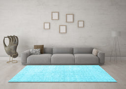 Machine Washable Persian Light Blue Traditional Rug in a Living Room, wshtr3844lblu