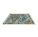 Sideview of Machine Washable Traditional Blue Green Rug, wshtr3845