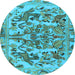 Round Machine Washable Animal Light Blue Traditional Rug, wshtr3845lblu