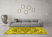 Machine Washable Animal Yellow Traditional Rug in a Living Room, wshtr3845yw