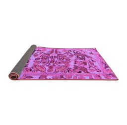 Sideview of Animal Pink Traditional Rug, tr3845pnk