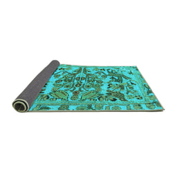 Sideview of Animal Turquoise Traditional Rug, tr3845turq
