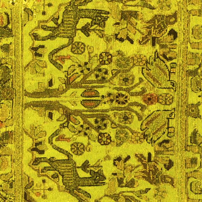 Machine Washable Animal Yellow Traditional Rug, wshtr3845yw