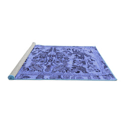 Sideview of Machine Washable Animal Blue Traditional Rug, wshtr3845blu