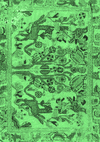 Animal Emerald Green Traditional Rug, tr3845emgrn