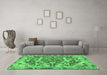 Machine Washable Animal Emerald Green Traditional Area Rugs in a Living Room,, wshtr3845emgrn