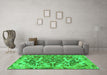 Machine Washable Animal Green Traditional Area Rugs in a Living Room,, wshtr3845grn